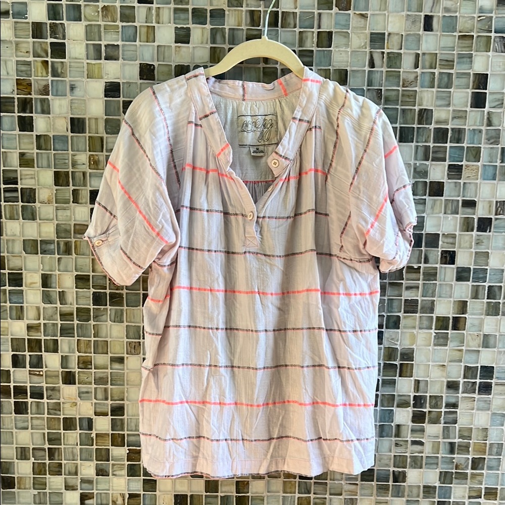 Ace & Jig Pink and Gray Casual Button Down Shirt